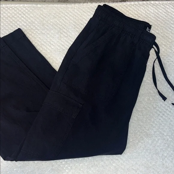 Kim Rogers Pants 100% Cotton Drawstring Waist Black Relaxed Casual Medium NWT - Picture 9 of 11